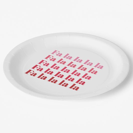 "Fa La La La La" Roze kerstpapieren Bord (Gekanteld)