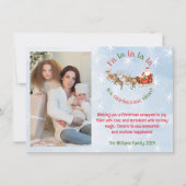 Fa la la la la, Santa & Reinders Sneeuwvlokken Fot Feestdagenkaart (Voorkant)