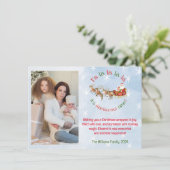 Fa la la la la, Santa & Reinders Sneeuwvlokken Fot Feestdagenkaart (Staand voorkant)