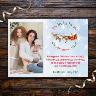 Fa la la la la, Santa & Reinders Sneeuwvlokken Fot Feestdagenkaart