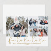 Fa La La La La Script 4 Foto Kerstkaart (Voorkant / Achterkant)