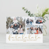Fa La La La La Script 4 Foto Kerstkaart (Staand voorkant)