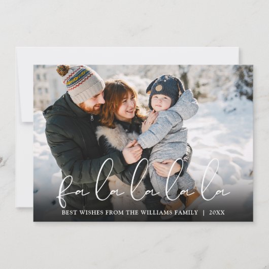 Fa La La La La Script Foto Kerstkaart (Voorkant)