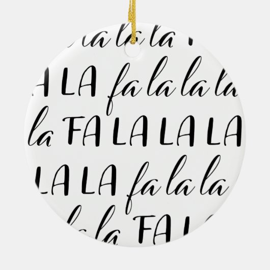 Fa La La La La Zwart-wit Cirkel Ornament (Achterkant)