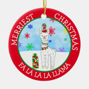 Fa la la la lama Cute Kerstmis Keramisch Ornament