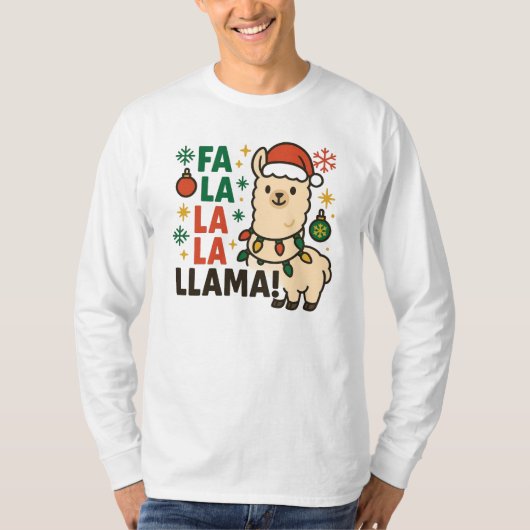 Fa La La La Lama Funny Christmas Llama Men’s t T-shirt (Voorkant)