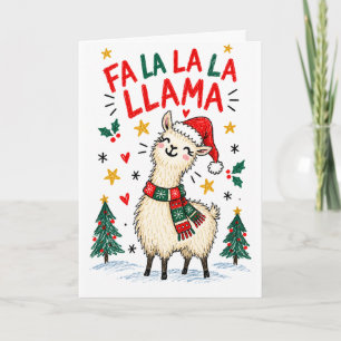 Fa La La La Lama    Grappige met de hand getekende Kaart