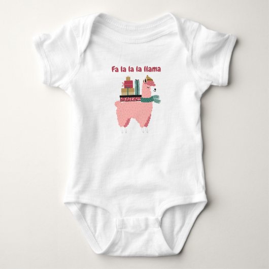 Fa la la la lama kerst baby body pak romper (Voorkant)