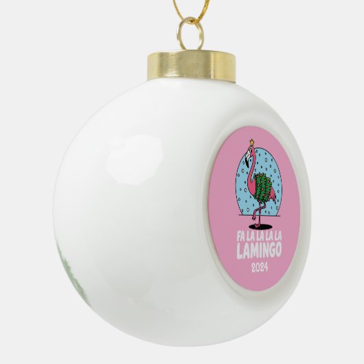 Fa La La La Lamingo Keramische Bal Ornament (Links)