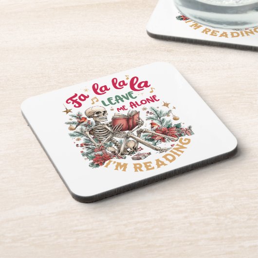 Fa La La La Leave Me Alone I'm Reading Bier Onderzetter (Linkerzijde)