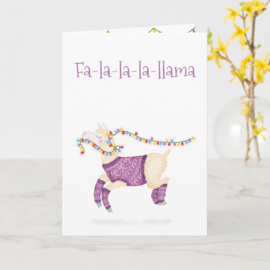 Fa-la-la-la-llama cute Christmas card Kaart (Gele Bloem)