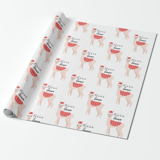 Fa la la la Llama Cute kerstwrapping Paper Cadeaupapier (Uitgerold)