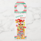 Fa La La La Llama! grillige waterverf kerst Flessenhanger (Voorkant)