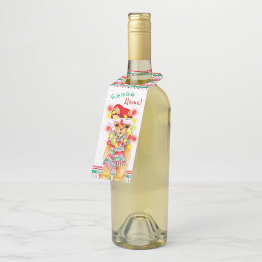 Fa La La La Llama! grillige waterverf kerst Flessenhanger (Schuin)