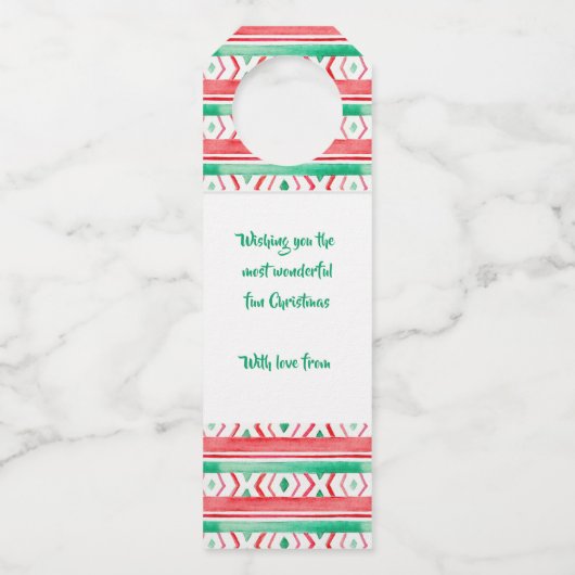 Fa La La La Llama! grillige waterverf kerst Flessenhanger (Achterkant)