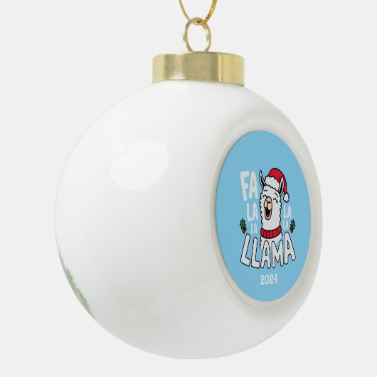 Fa La La La Llama Keramische Bal Ornament (Links)