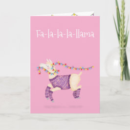 Fa-la-la-la-llama kerstkaart (roze) kaart