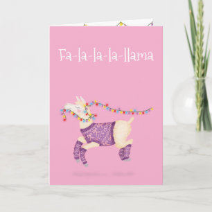 Fa-la-la-la-llama kerstkaart (roze) kaart