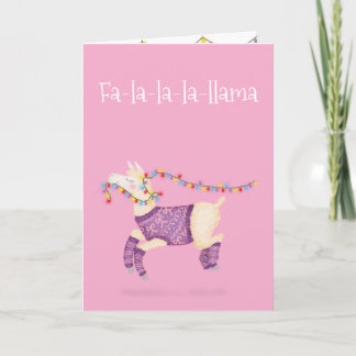 Fa-la-la-la-llama kerstkaart (roze) kaart