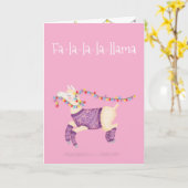 Fa-la-la-la-llama kerstkaart (roze) kaart (Gele Bloem)