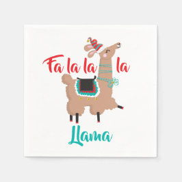 fa la la la llama kerstman napkins servet
