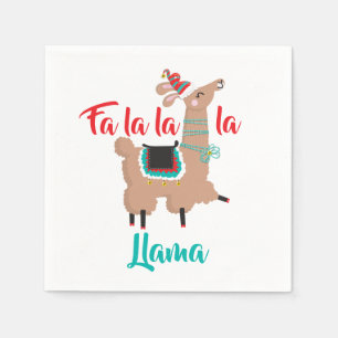 fa la la la llama kerstman napkins servet