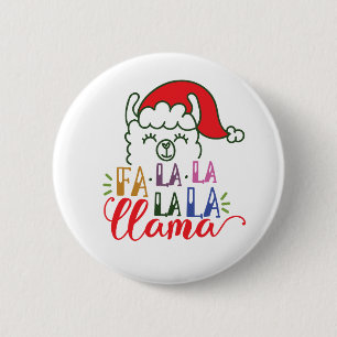 Fa la la la Llama Kerstmis   Pin-Button Ronde Button 5,7 Cm