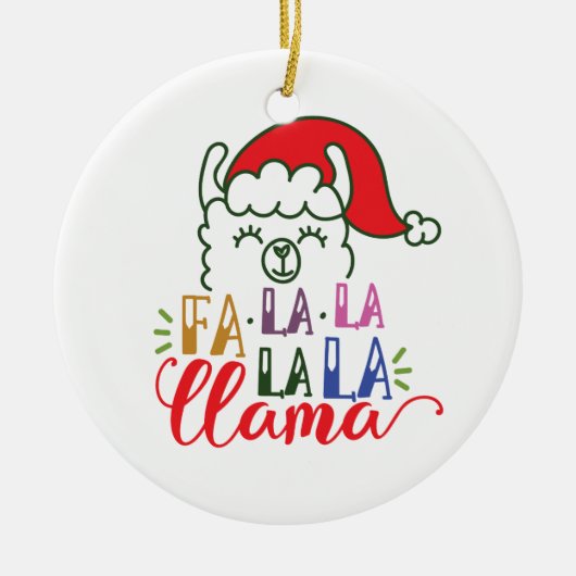 Fa la la la Llama Kerstmis | Versiering Keramisch Ornament (Voorkant)