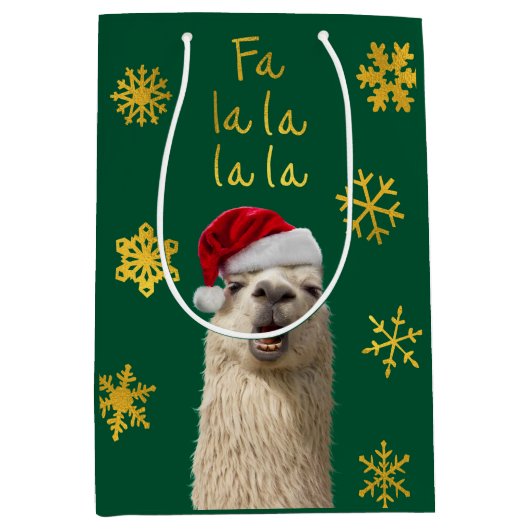 Fa La La La Llama Medium Cadeauzakje (Voorkant)