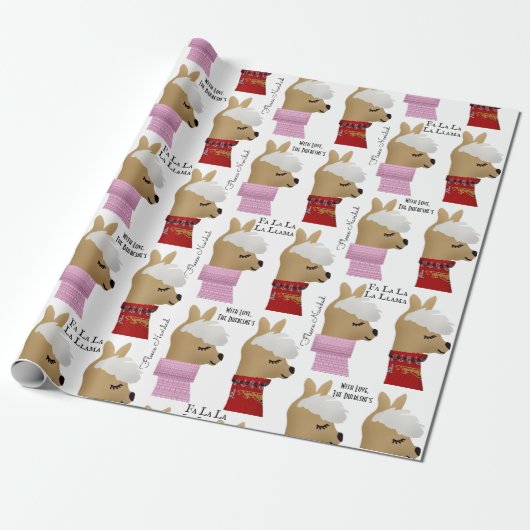 Fa La La La Llama Personalized Holiday Cadeaupapier (Uitgerold)
