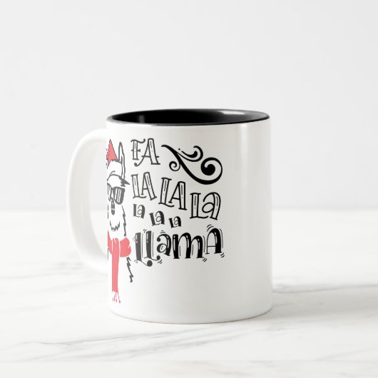 Fa La La La Llama Tweekleurige Koffiemok (Voorkant links)