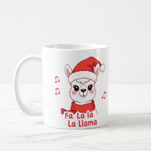 Fa La La La Llama Witte Herten Kerst Koffie Mok (Links)