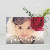 Fa la la La Love Kerstmis Foto Groet Feestdagenkaart (Staand voorkant)