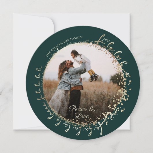 Fa La La La Magical Gold Kerstcarol Song 1 Foto Feestdagenkaart (Voorkant)