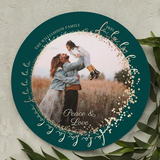 Fa La La La Magical Gold Kerstcarol Song 1 Foto Feestdagenkaart