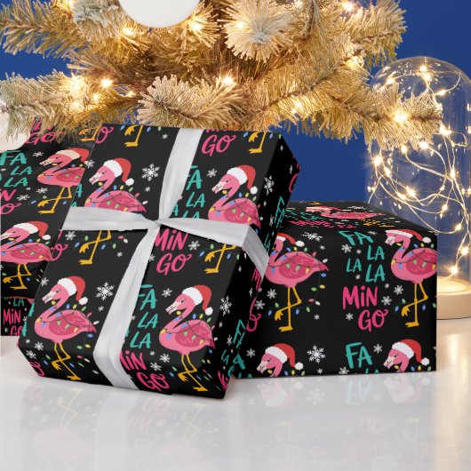 Fa La La La Mingo Christmas Flamingo Pink Lover Cadeaupapier (Feestdagen)