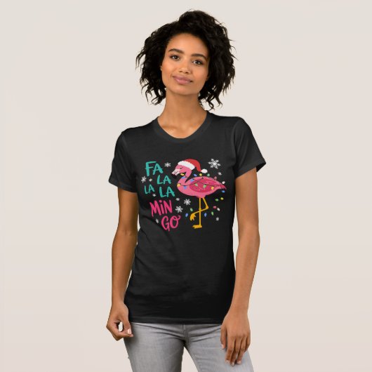 Fa La La La Mingo Christmas Flamingo Pink Lover T-shirt (Voorkant volledig)