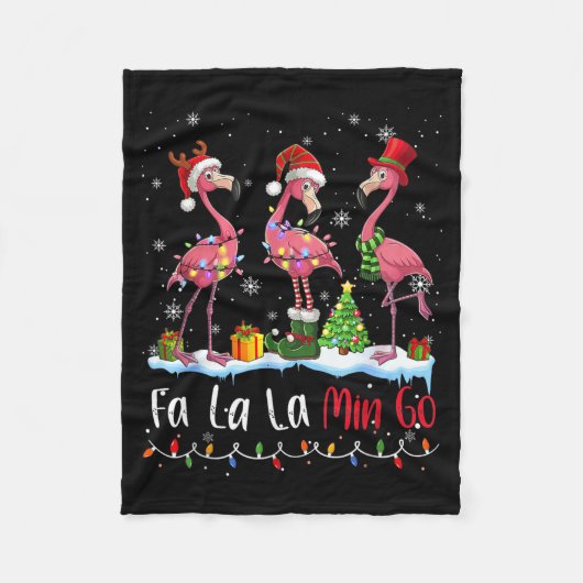 Fa La La La Mingo Flamingo Christmas Lover  Fleece Deken (Voorkant)