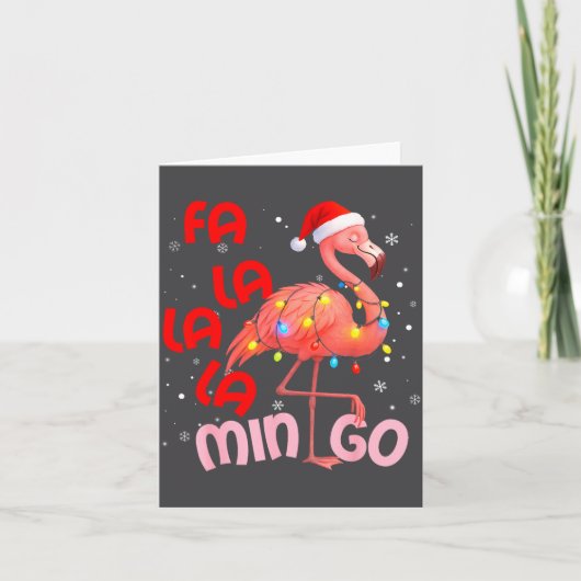 Fa La La La Mingo Flamingo Kerstmannen Vrouwen Kin Kaart (Voorkant)