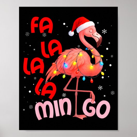 Fa La La La Mingo Flamingo Kerstmannen Vrouwen Kin Poster (Voorkant)