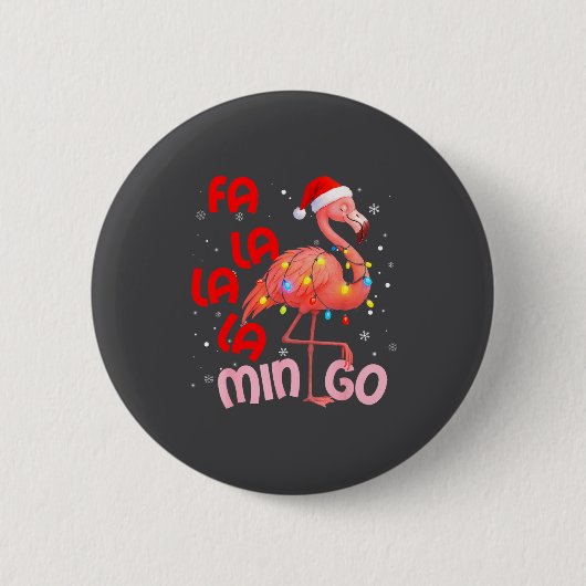 Fa La La La Mingo Flamingo Kerstmis Mannen Vrouwen Ronde Button 5,7 Cm (Voorkant)