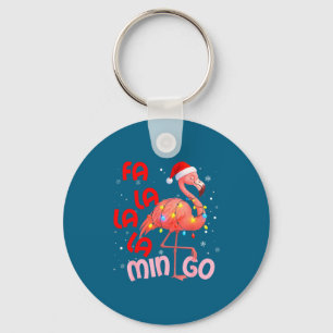Fa La La La Mingo Flamingo Kerstmis Mannen Vrouwen Sleutelhanger