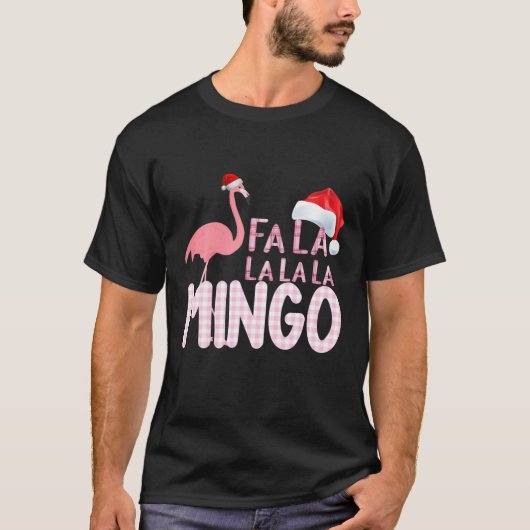 Fa La La La Mingo Flamingo voor Kerstmis T-shirt (Voorkant)