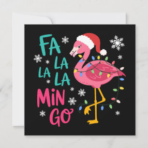 Fa La La La Mingo Kerstmis Flamingo Roze Liefhebbe Feestdagenkaart