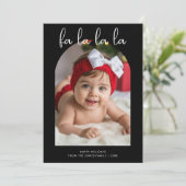 Fa La La La Moderne Familie Vakantie Kaart (Staand voorkant)