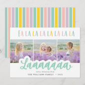 Fa la la la pastel multi-foto kerstkaart (Voorkant / Achterkant)