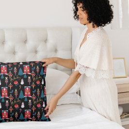 Fa La La La Pink Nutkraker kerstballetscène Kussen