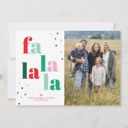 Fa La La La Platte Kerst Foto Kaart (Voorkant)