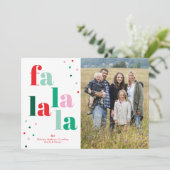 Fa La La La Platte Kerst Foto Kaart (Staand voorkant)