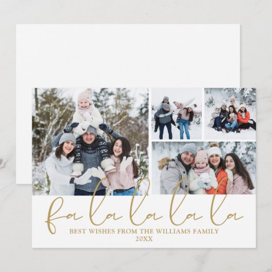 Fa La La La Script 4 Foto Kerstmis Feestdagenkaart (Voorkant / Achterkant)